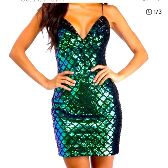 Windsor Sequin Mermaid Color Dress Size Large - Picture 1 of 11
